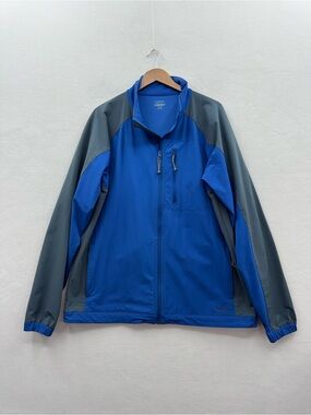 Cabela’s Coat Mens XL Tall Full Zip Windbreaker Jacket Blue Gray Nylon Outdoor